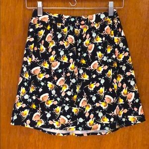 Skirt-Black with yellow, brown, pink, white teal